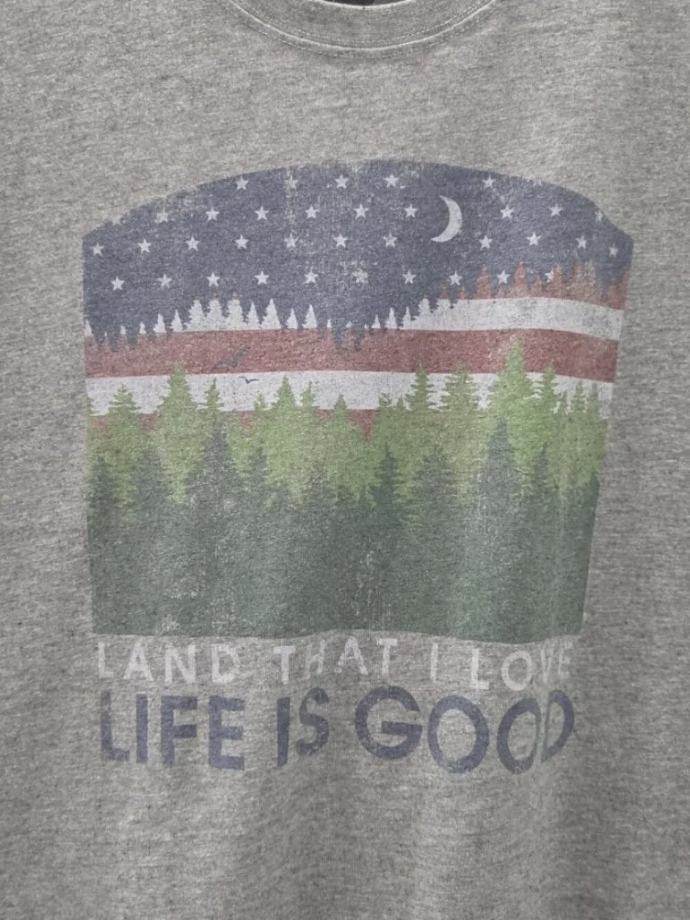 Life is Good Patriotic Gray Short Sleeve Crusher T-Shirt Plus size XXL - Picture 2 of 6